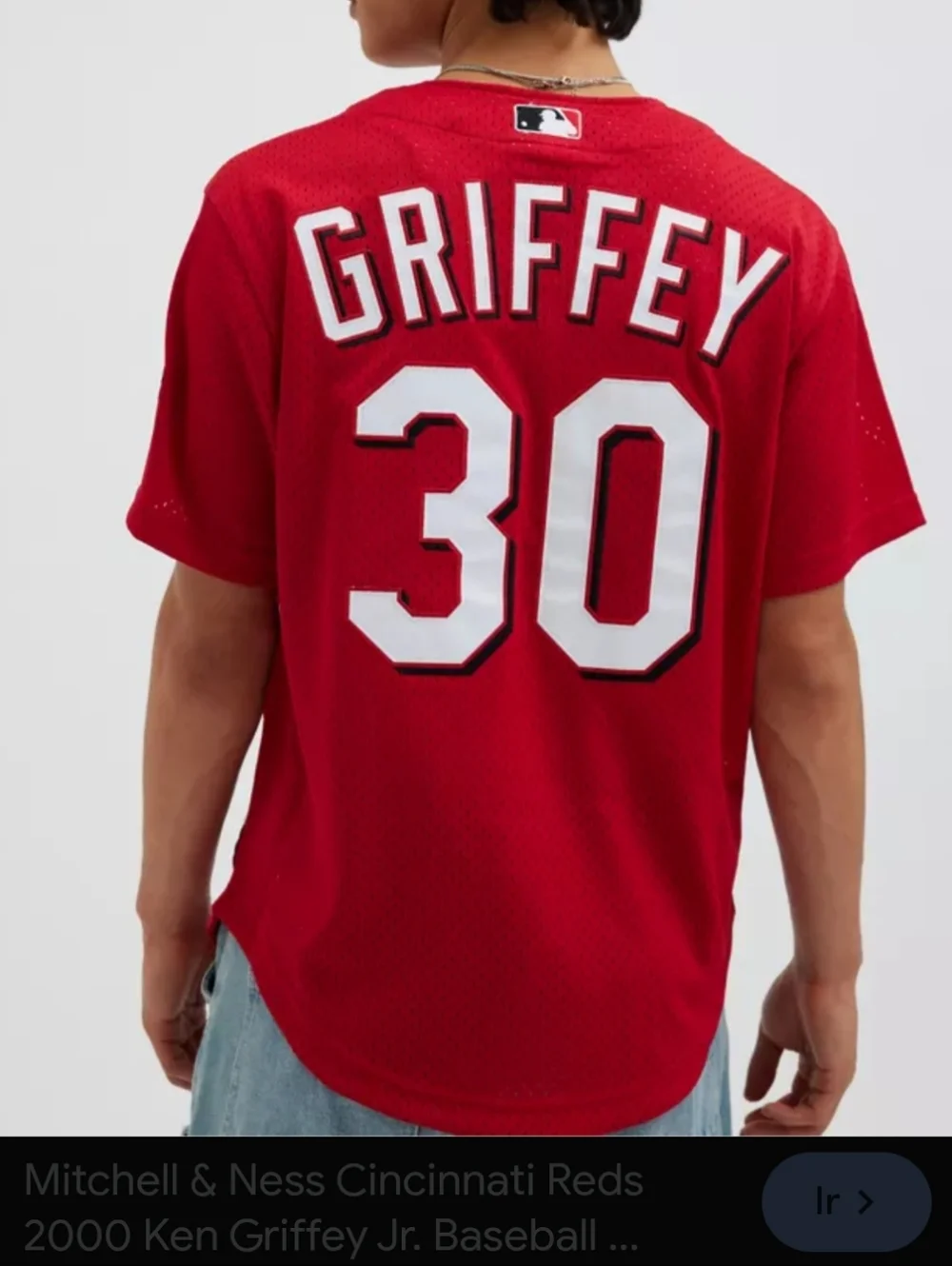 Mitchell & Ness Men’s Red 'Griffey 30' Baseball Jersey - Picture 1 of 9